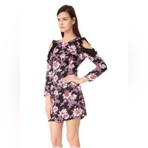 Club Monaco Floral Teodora Cold-Shoulder Black dress size 4.